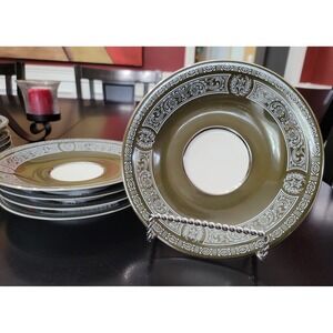 Forest Damask Saucer, Handcrafted Ceramic Saucer with Enchanting Woodland Design